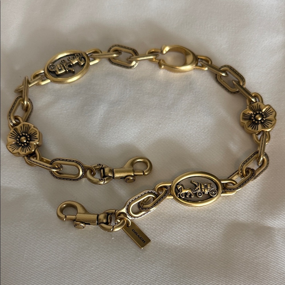 Coach Horse and Carriage Gold Gold Chain Strap